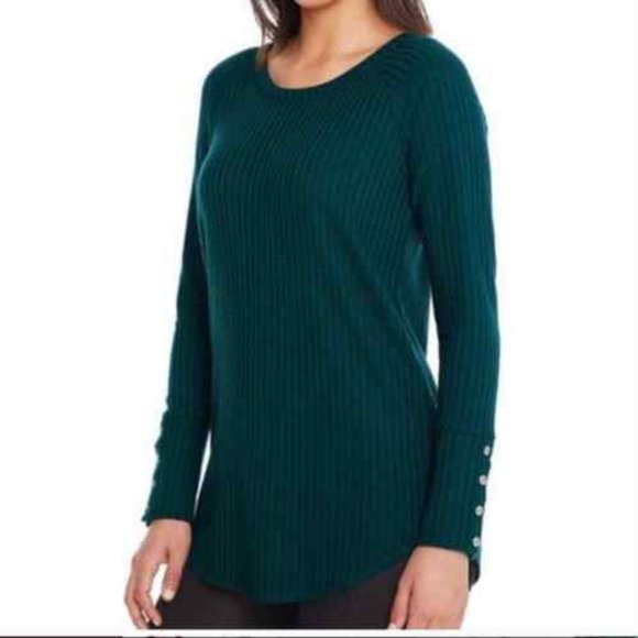 CHASER - Dark Turquoise Waffle Knit Thermal Top - Picture 1 of 11